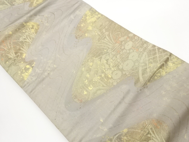 JAPANESE NAGOYA OBI / WOVEN FLORAL PLANTS